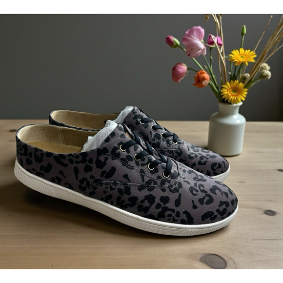 Spenco Khloe Kick Charcoal Leopard Print Slip On Shoes Sz 11 B Comfort Footbed - Picture 1 of 9